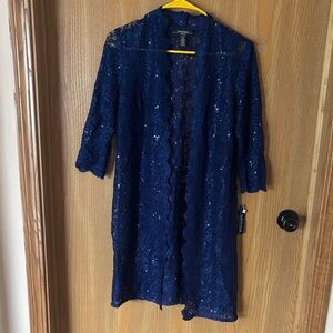 R & M Richards Navy Blue Sequin Cardigan